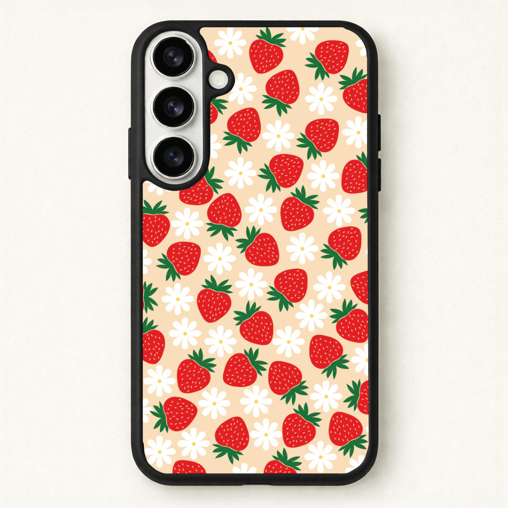Strawberries and Flowers - Spring Patterns Phone Case for Galaxy S26