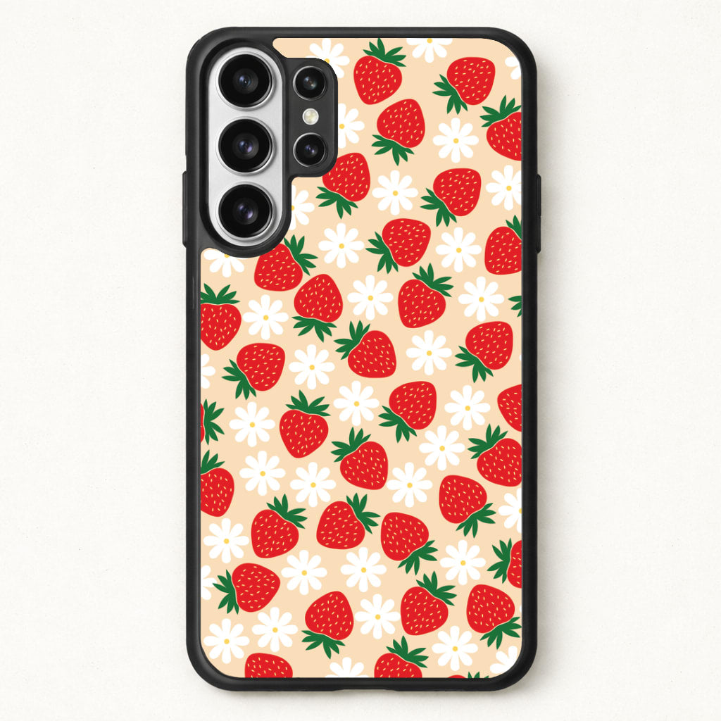 Strawberries and Flowers - Spring Patterns Phone Case for Galaxy S26 Ultra