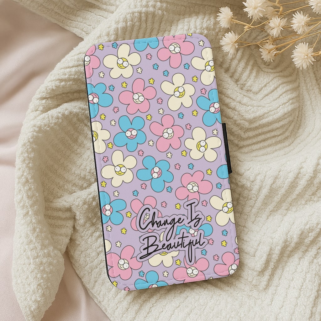 Happy Flowers Pattern Wallet Phone Case
