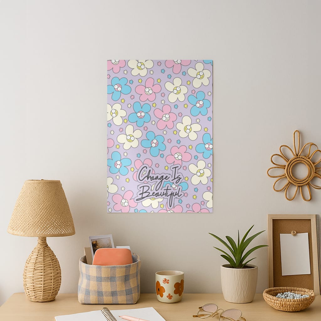 Happy Flowers Pattern Art Print