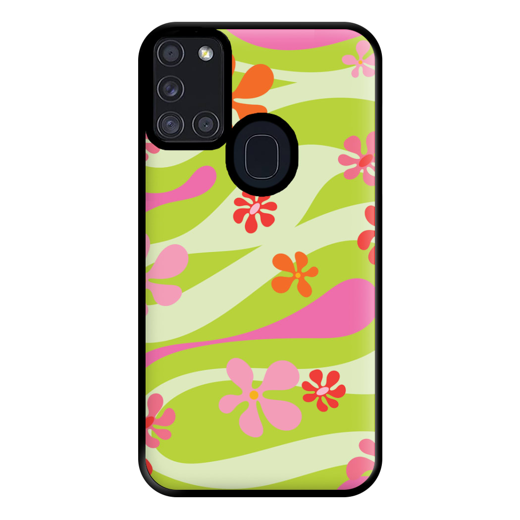 Retro Flowers Pattern Phone Case for Galaxy A21s