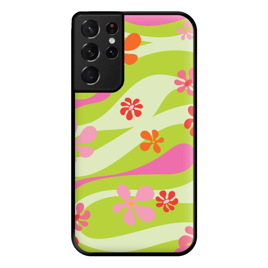 Retro Flowers Pattern Phone Case for Galaxy S21 Ultra