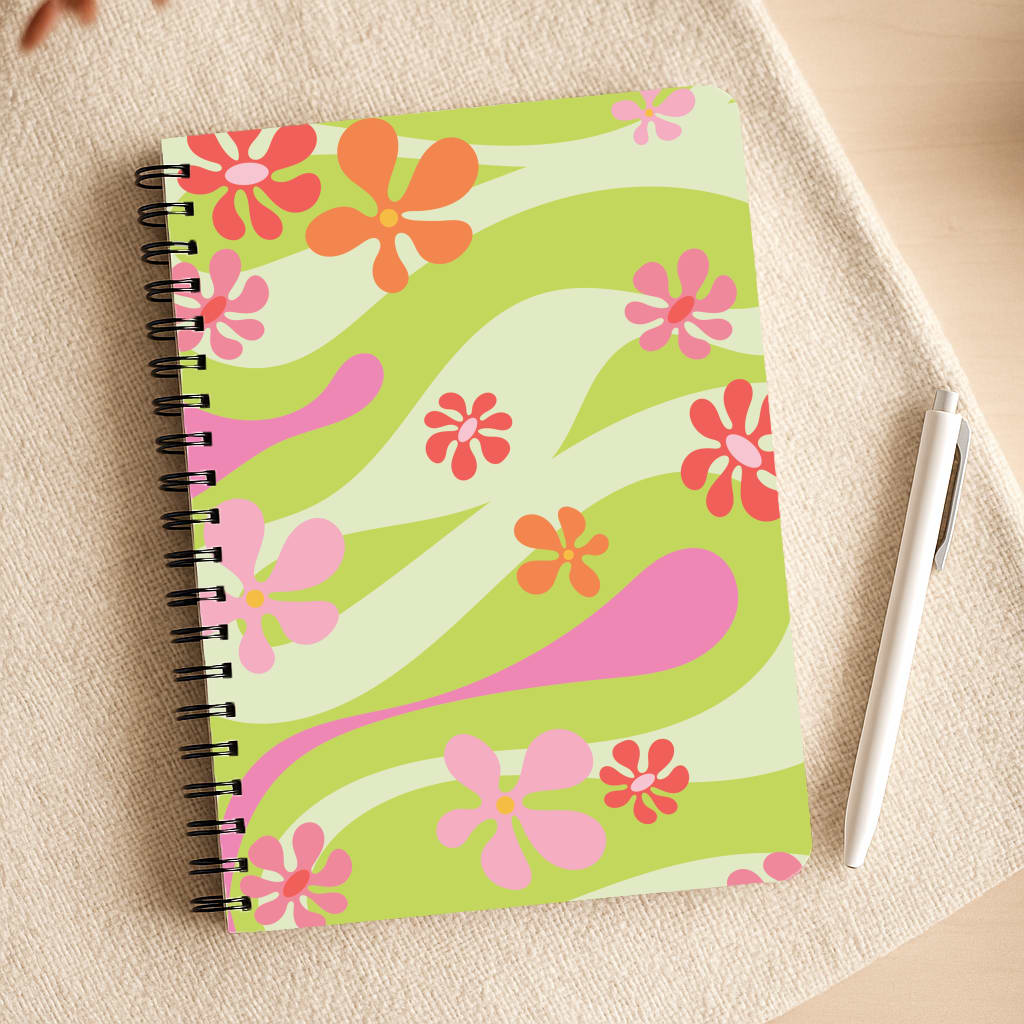 Retro Flowers Pattern Notepad