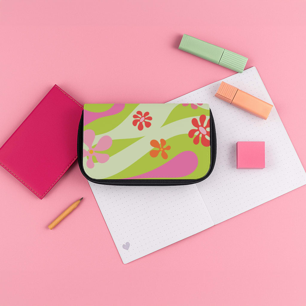 Retro Flowers Pattern Pencil Case