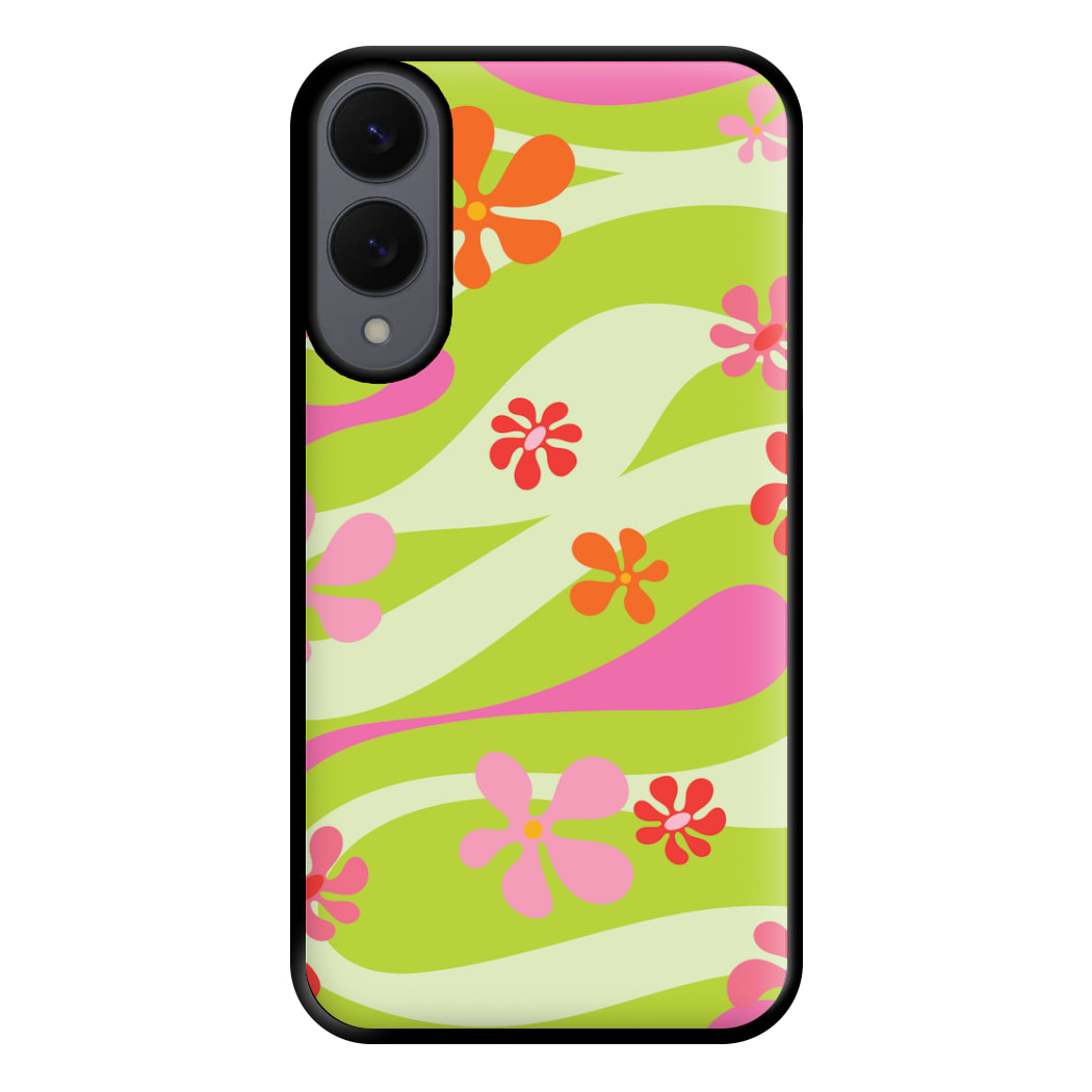 Retro Flowers Pattern Phone Case for Galaxy S25 Edge