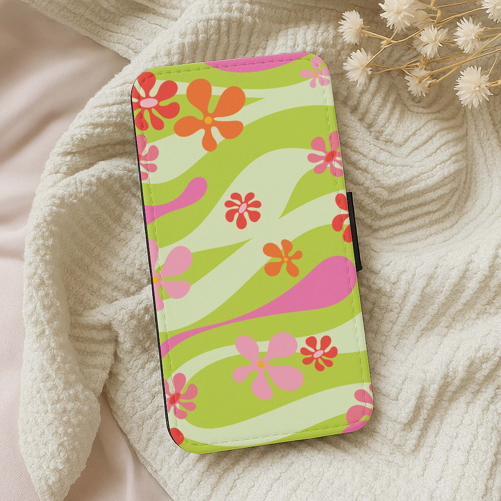 Retro Flowers Pattern Wallet Phone Case