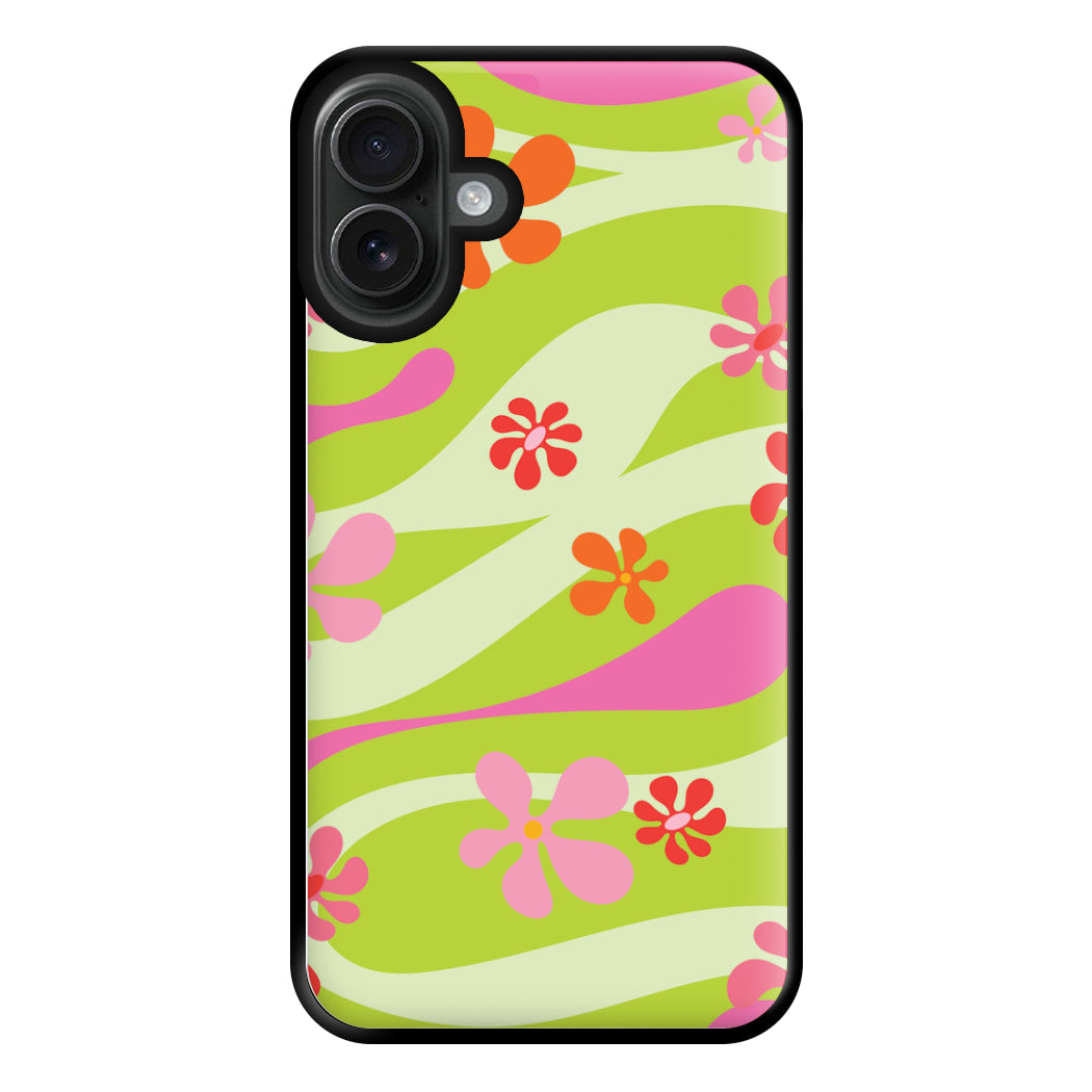 Retro Flowers Pattern Phone Case for iPhone 16 Plus