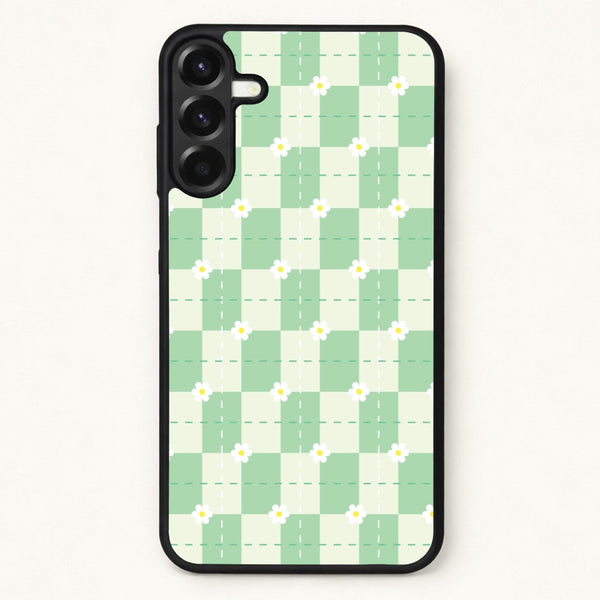 Green Plaid Daisies Phone Case for Galaxy A37