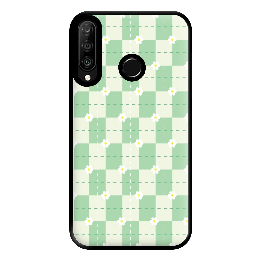 Green Plaid Daisies Phone Case for Huawei P30 Lite