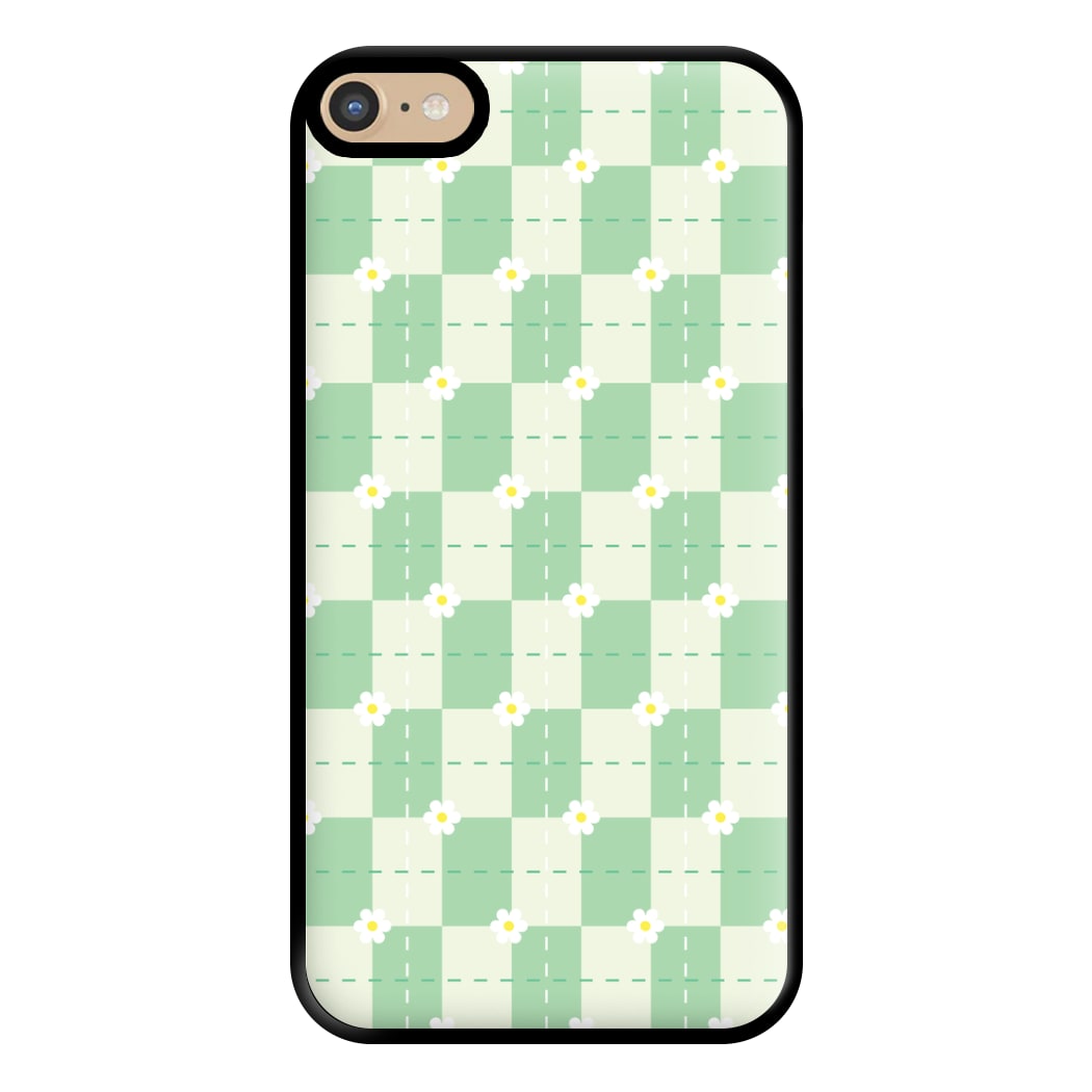 Green Plaid Daisies Phone Case for iPhone 6 Plus / 7 Plus / 8 Plus