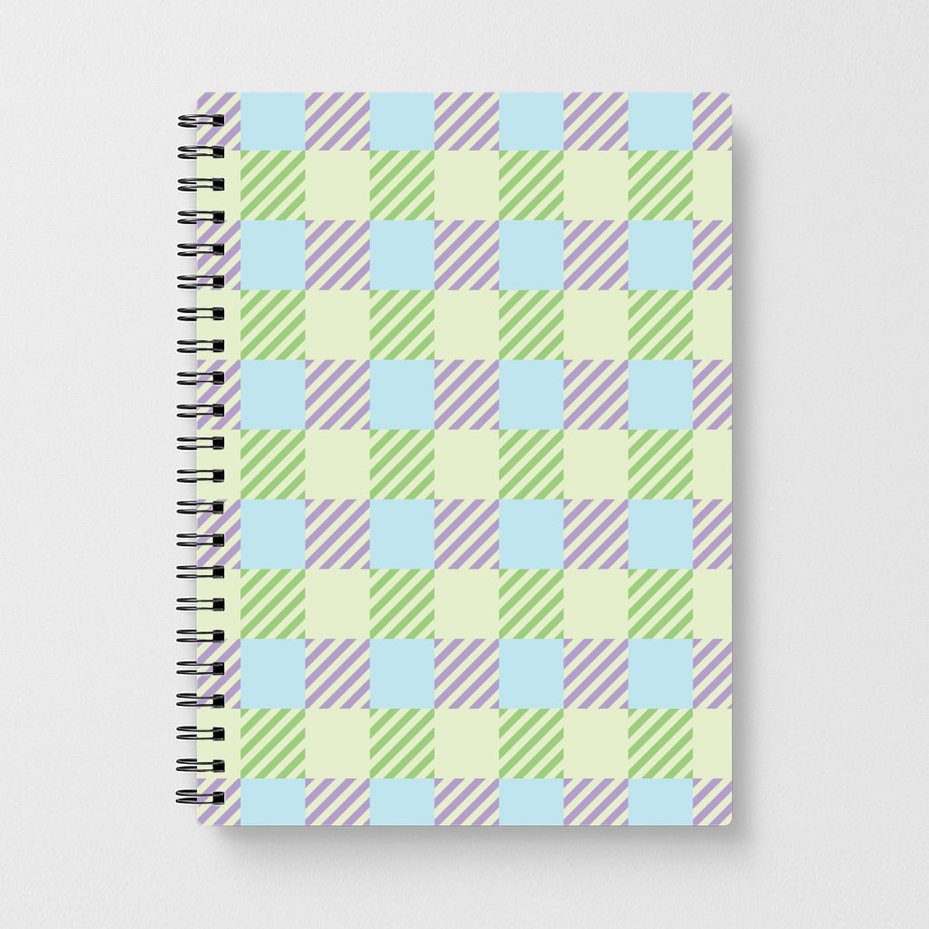 Green And Purple Checkered Notebook