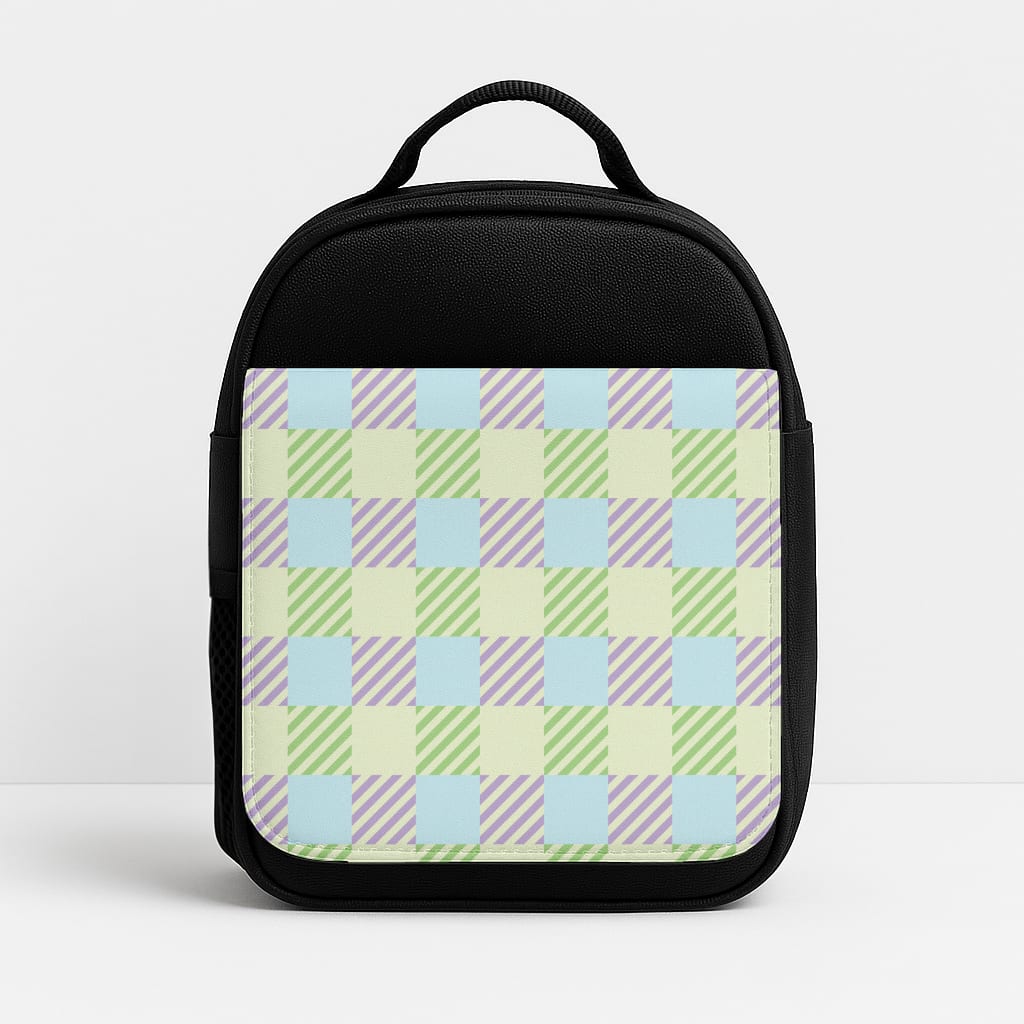 Green And Purple Checkered Insulated Lunchbox