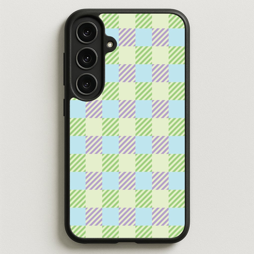 Green And Purple Checkered Phone Case for Galaxy S25FE