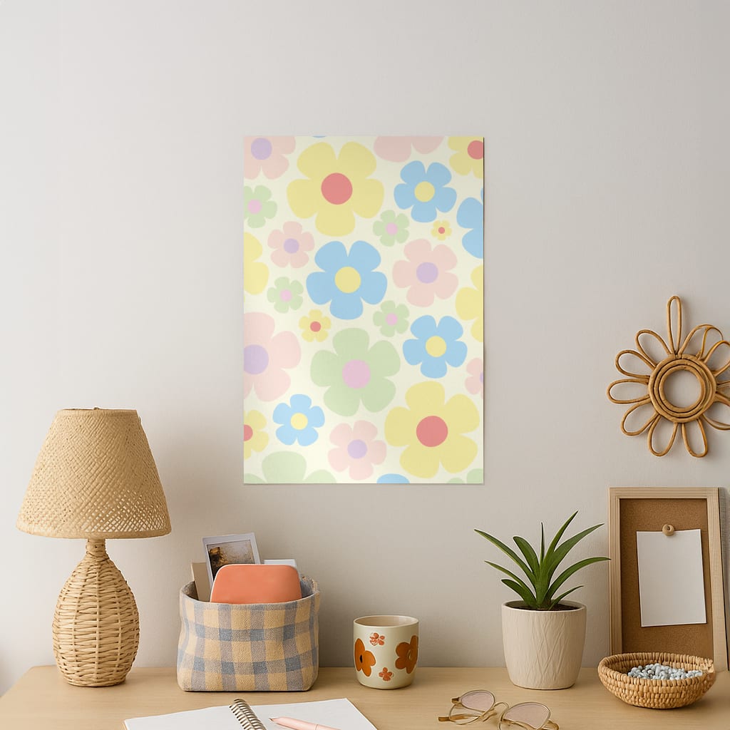 Rainbow Flowers Pattern Art Print