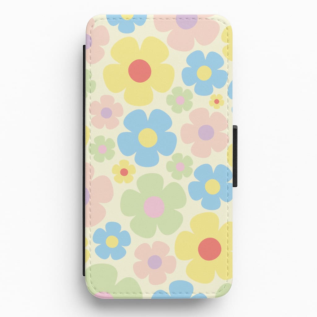 Rainbow Flowers Pattern Flip / Wallet Phone Case