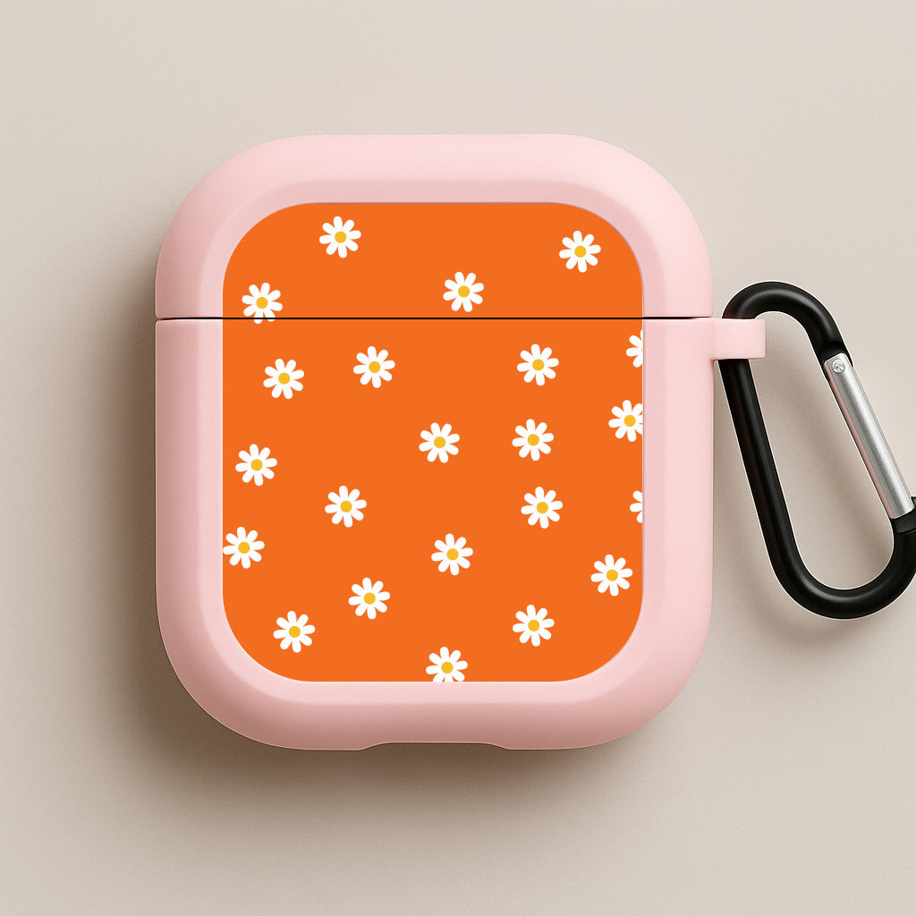 Orange Daisies Pink AirPods Case