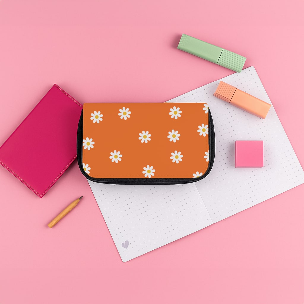 Orange Daisies Pencil Case