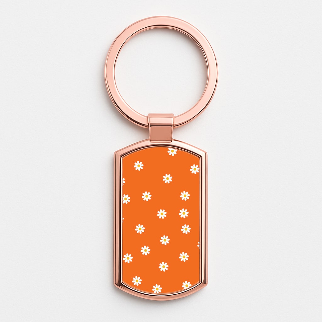 Orange Daisies Rose Gold Keyring