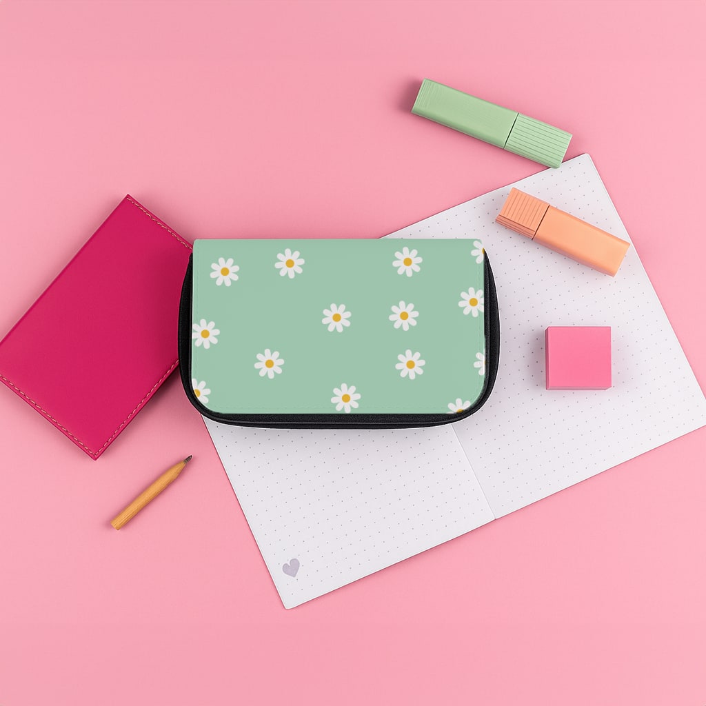 Teal Daisies Pencil Case
