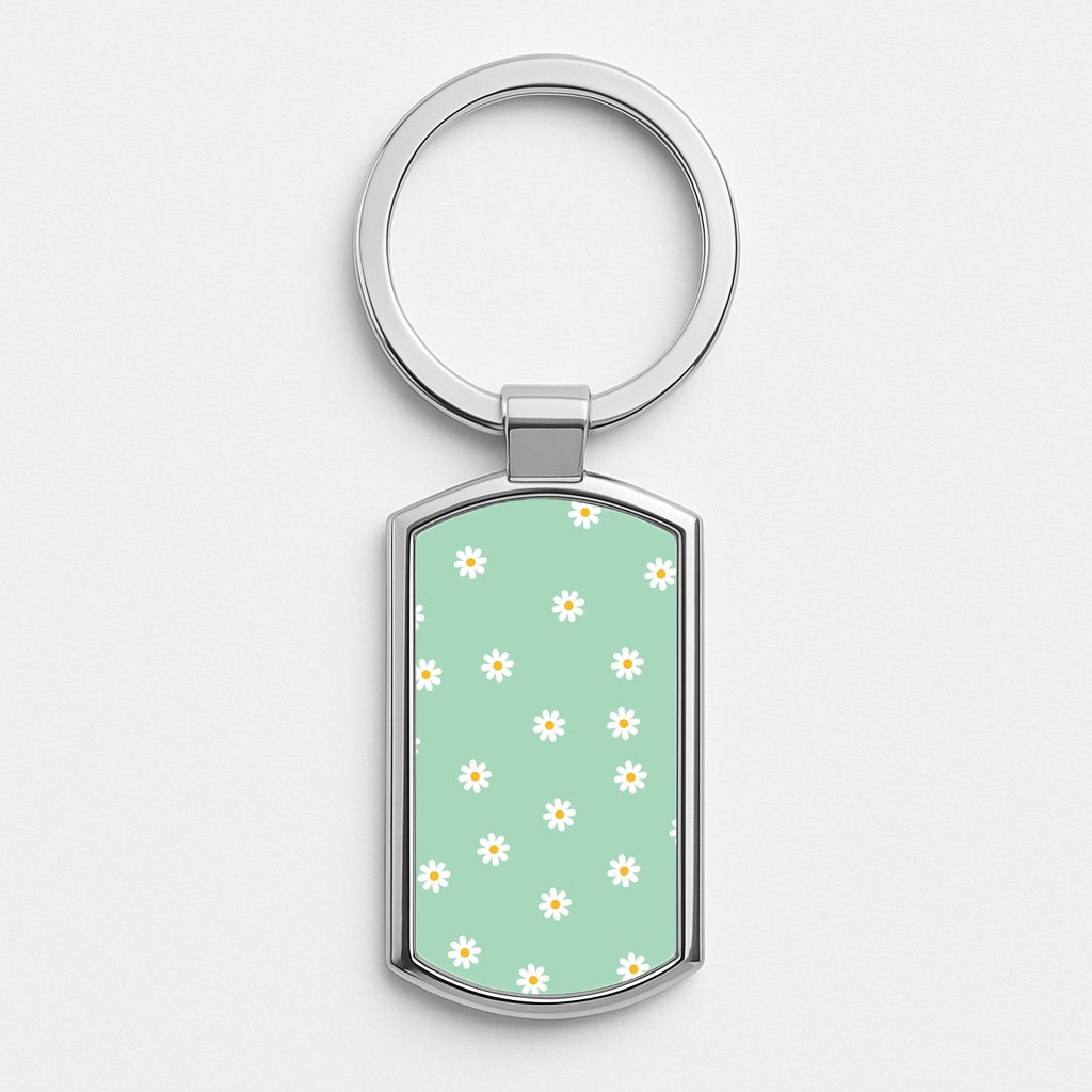 Teal Daisies Silver Keyring