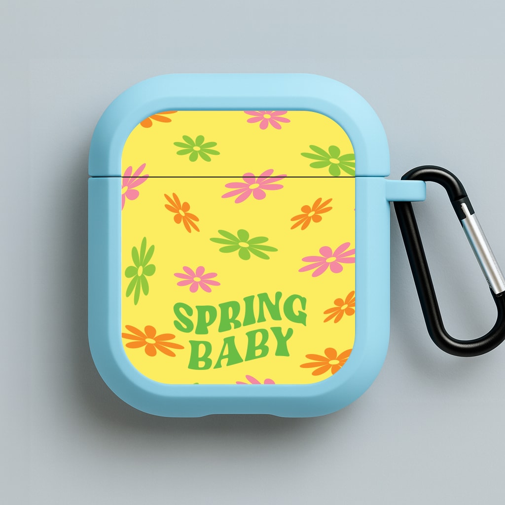 Spring Baby Retro Pattern Blue AirPods Case