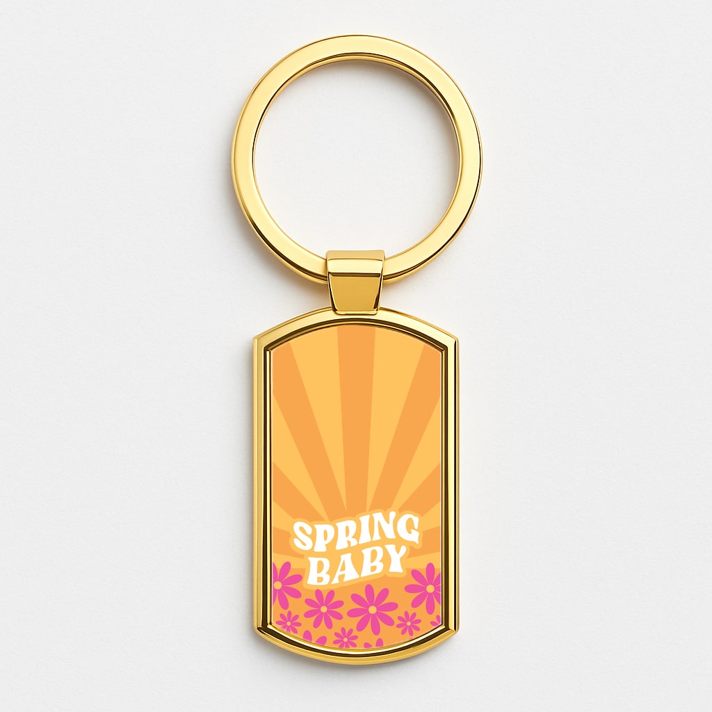 Spring Baby Retro Gold Keyring