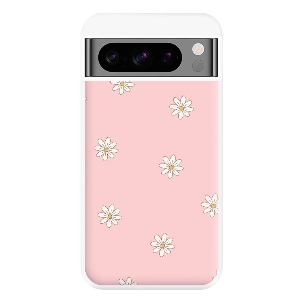 Dusty Pink Daisy Pattern Phone Case for Google Pixel 8 Pro