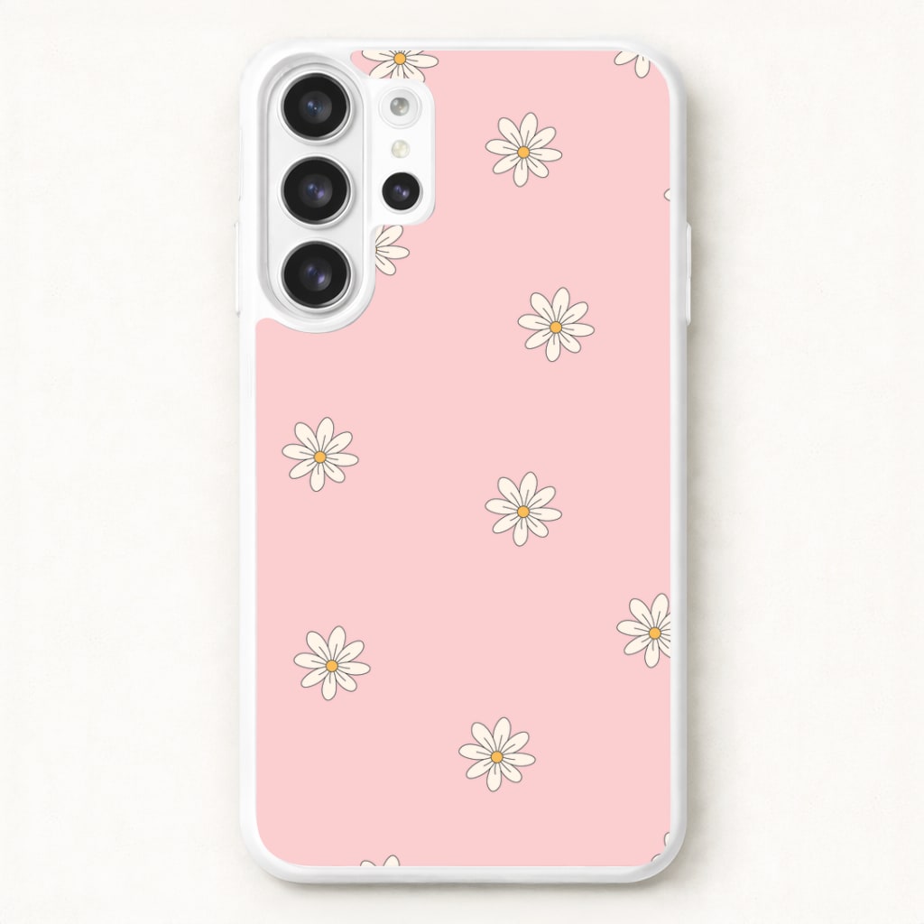 Dusty Pink Daisy Pattern Phone Case for Galaxy S26 Ultra