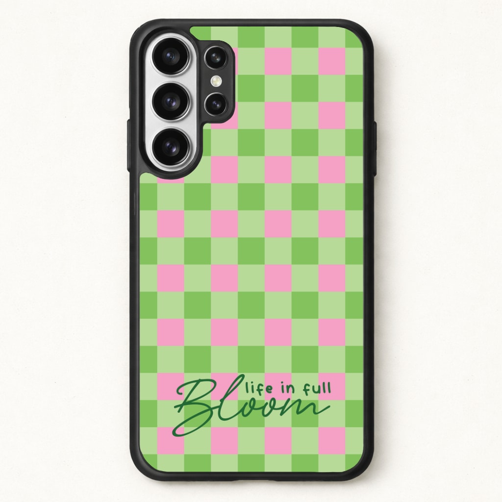 Life In Full Bloom Checkered Phone Case for Galaxy S26 Ultra
