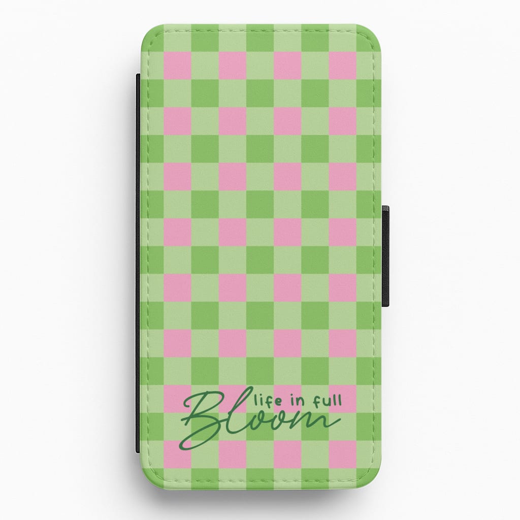 Life In Full Bloom Checkered Flip / Wallet Phone Case