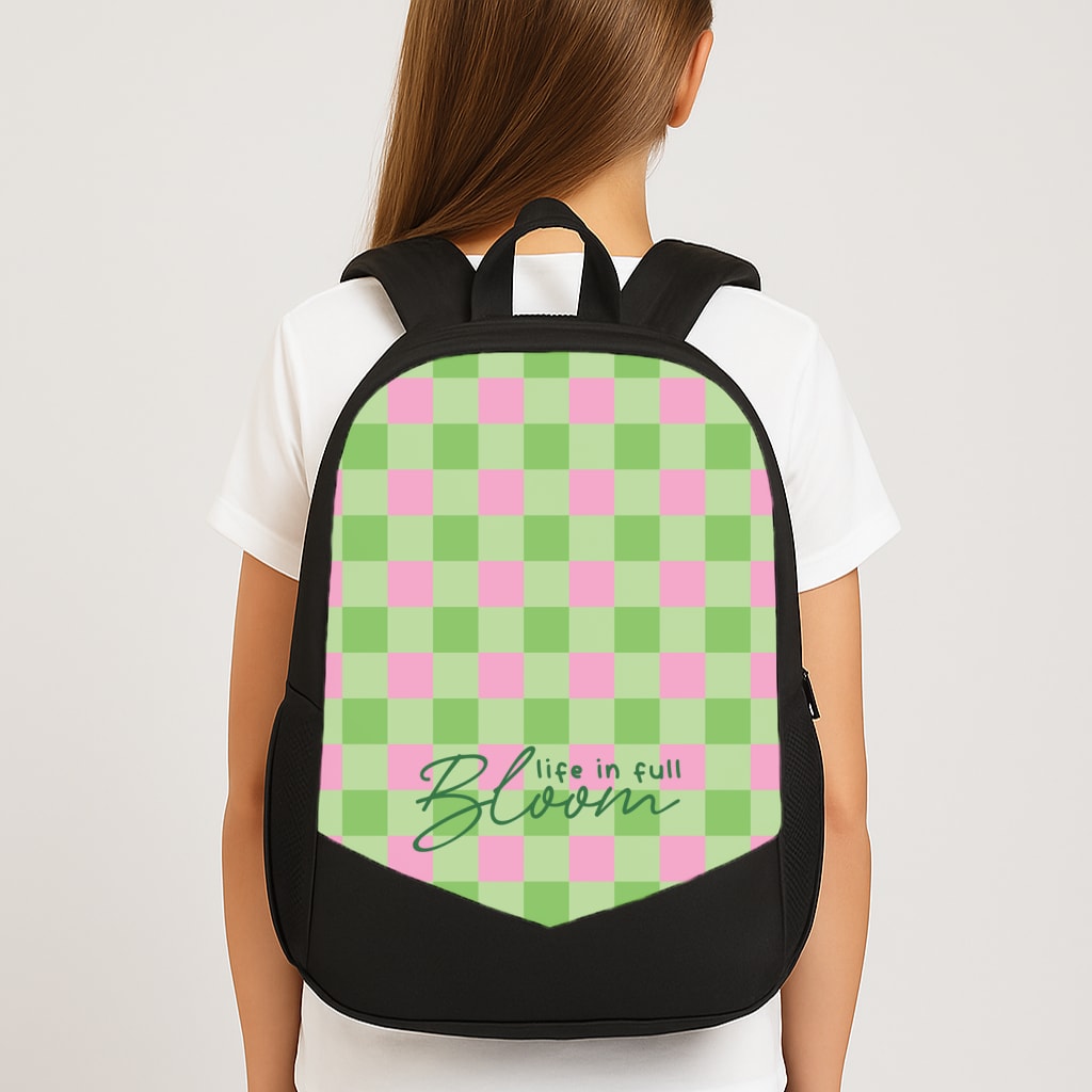 Life In Full Bloom Checkered Backpack