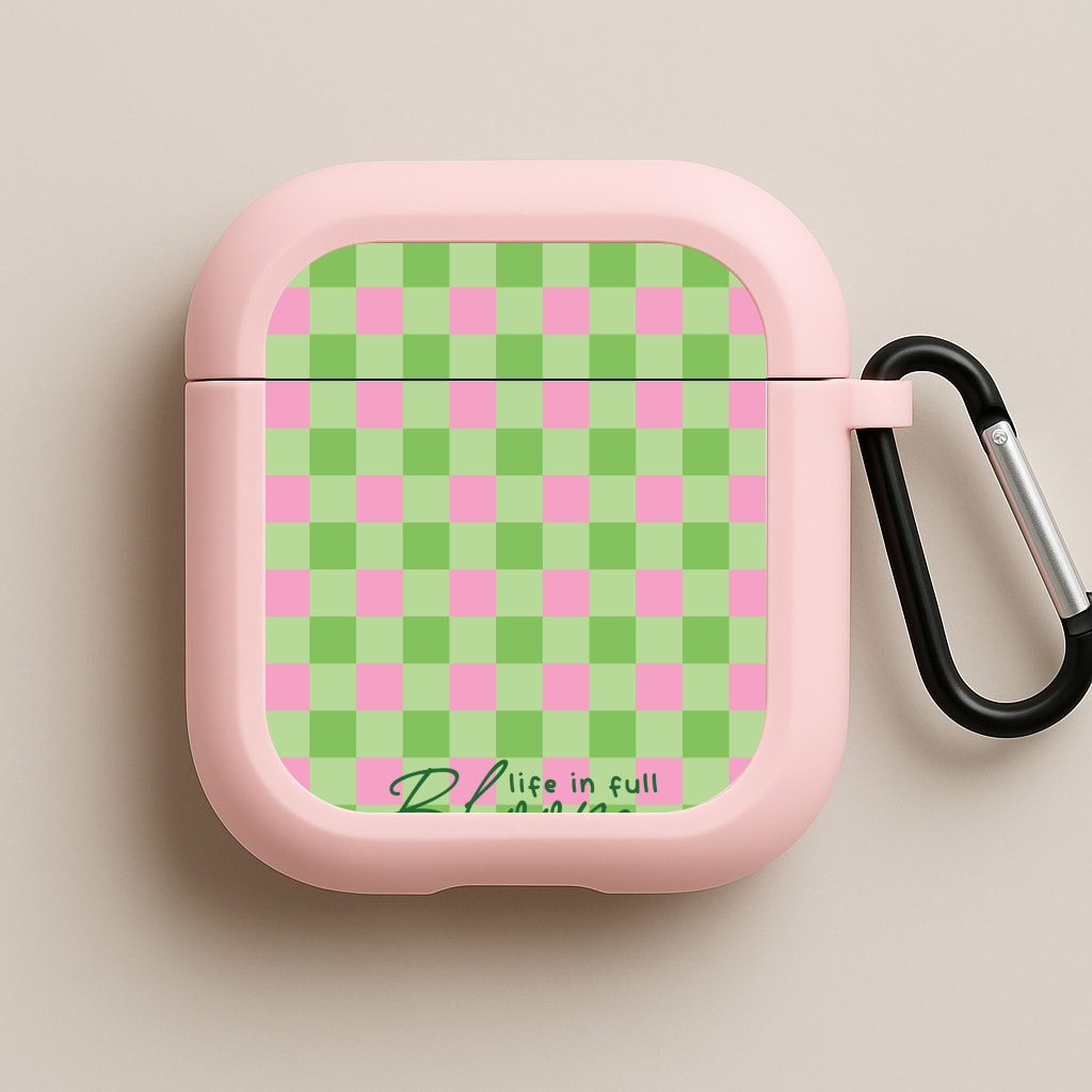 Life In Full Bloom Checkered Pink AirPods Case