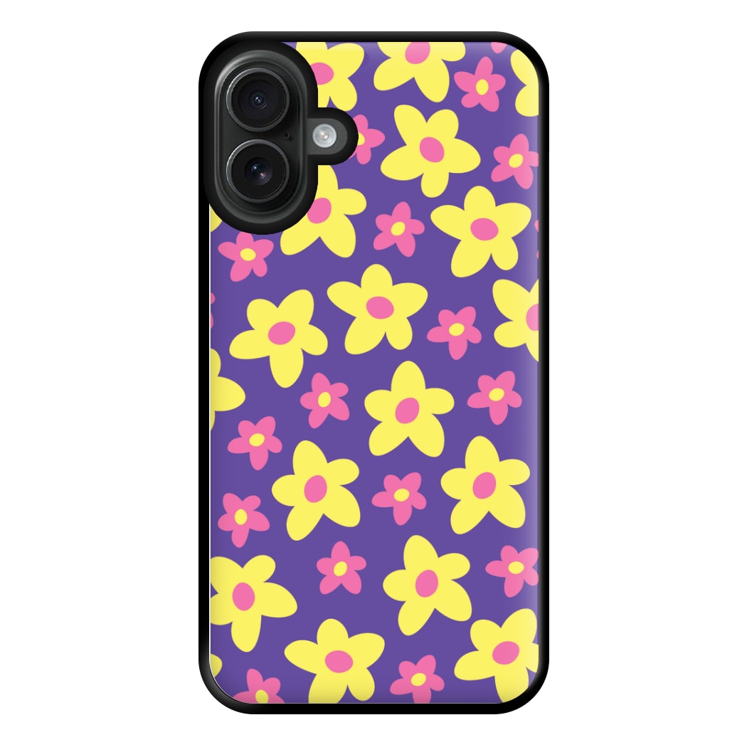 Purple Abstract Floral Pattern Phone Case for iPhone 16 Plus