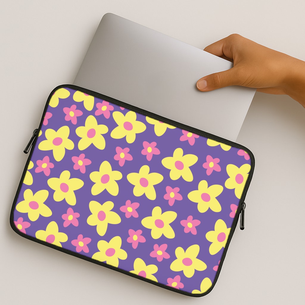 Purple Abstract Floral Pattern MacBook Case