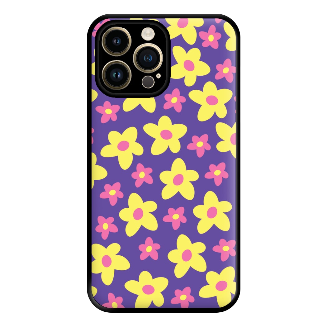 Purple Abstract Floral Pattern Phone Case for iPhone 14 Pro Max