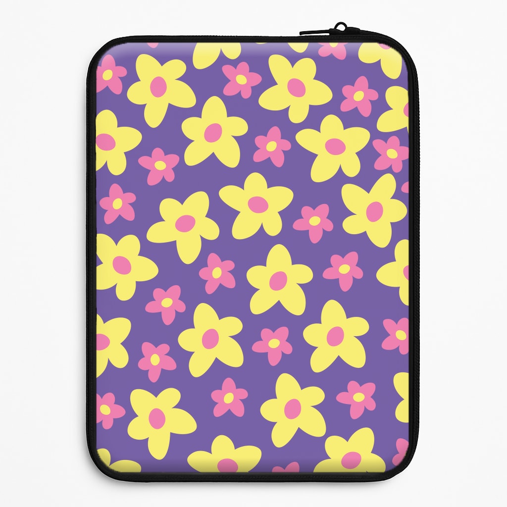 Purple Abstract Floral Pattern Universal Laptop Sleeve