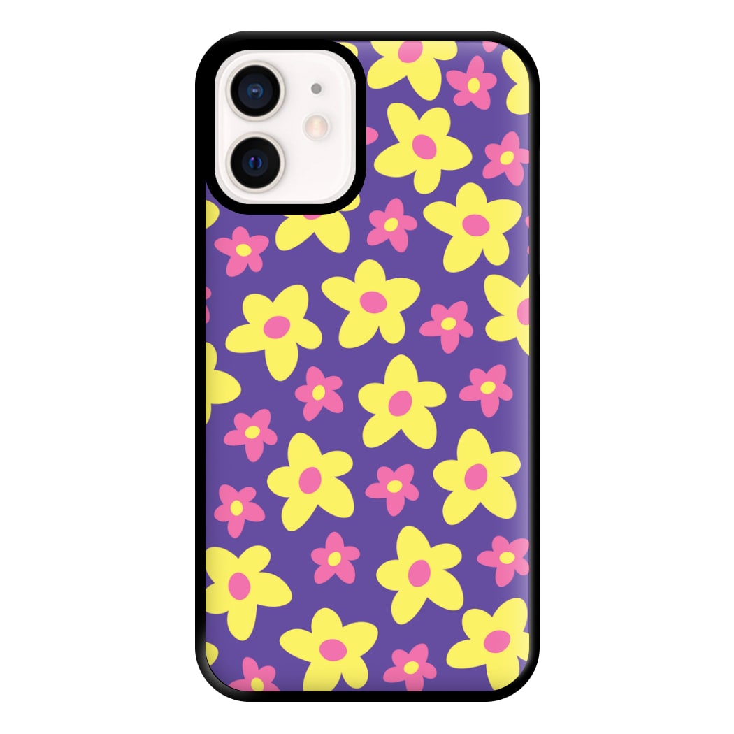 Purple Abstract Floral Pattern Phone Case for iPhone 13 Mini