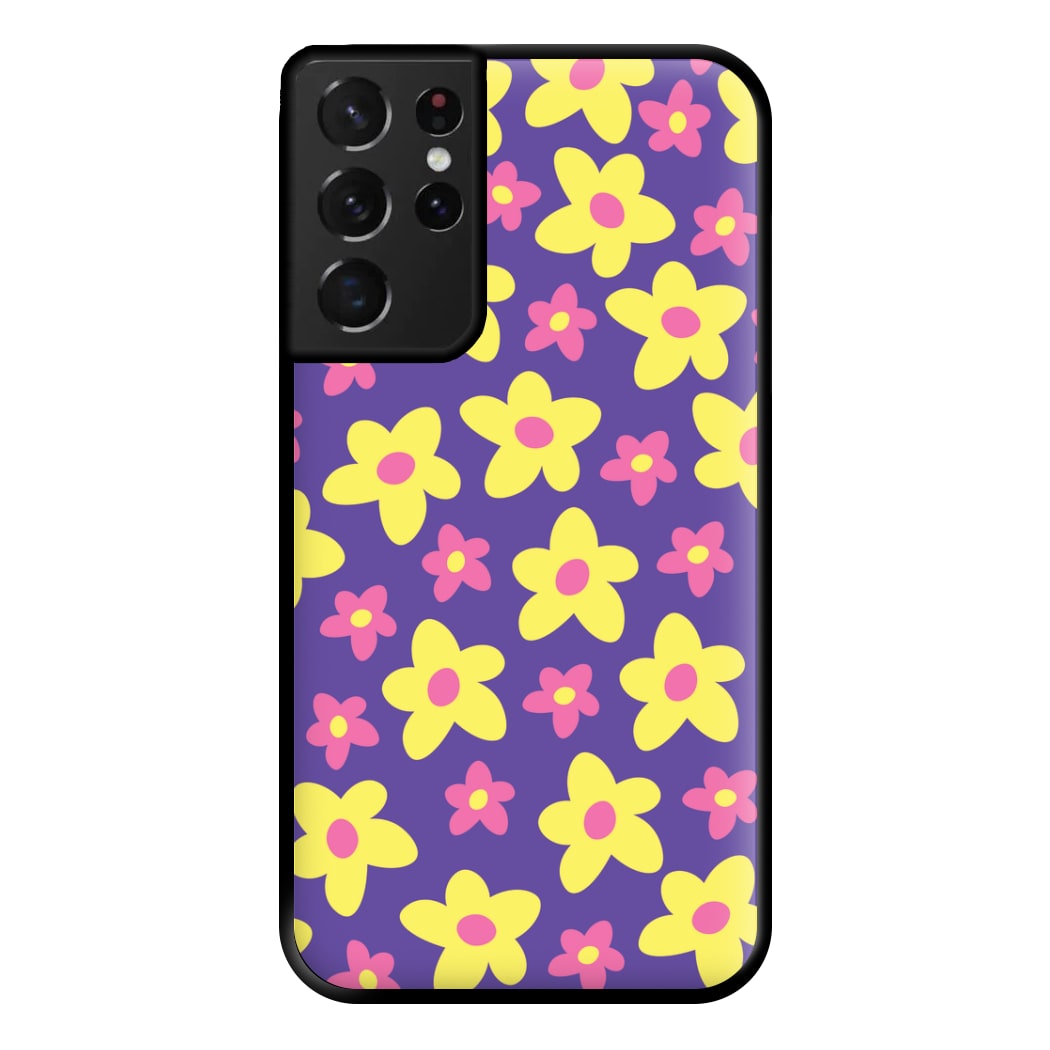 Purple Abstract Floral Pattern Phone Case for Galaxy S21 Ultra