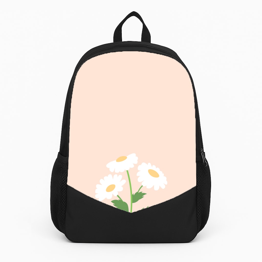 Peach And Dasies Large Backpack