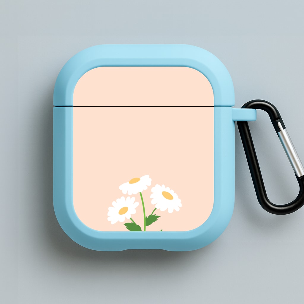 Peach And Dasies Blue AirPods Case