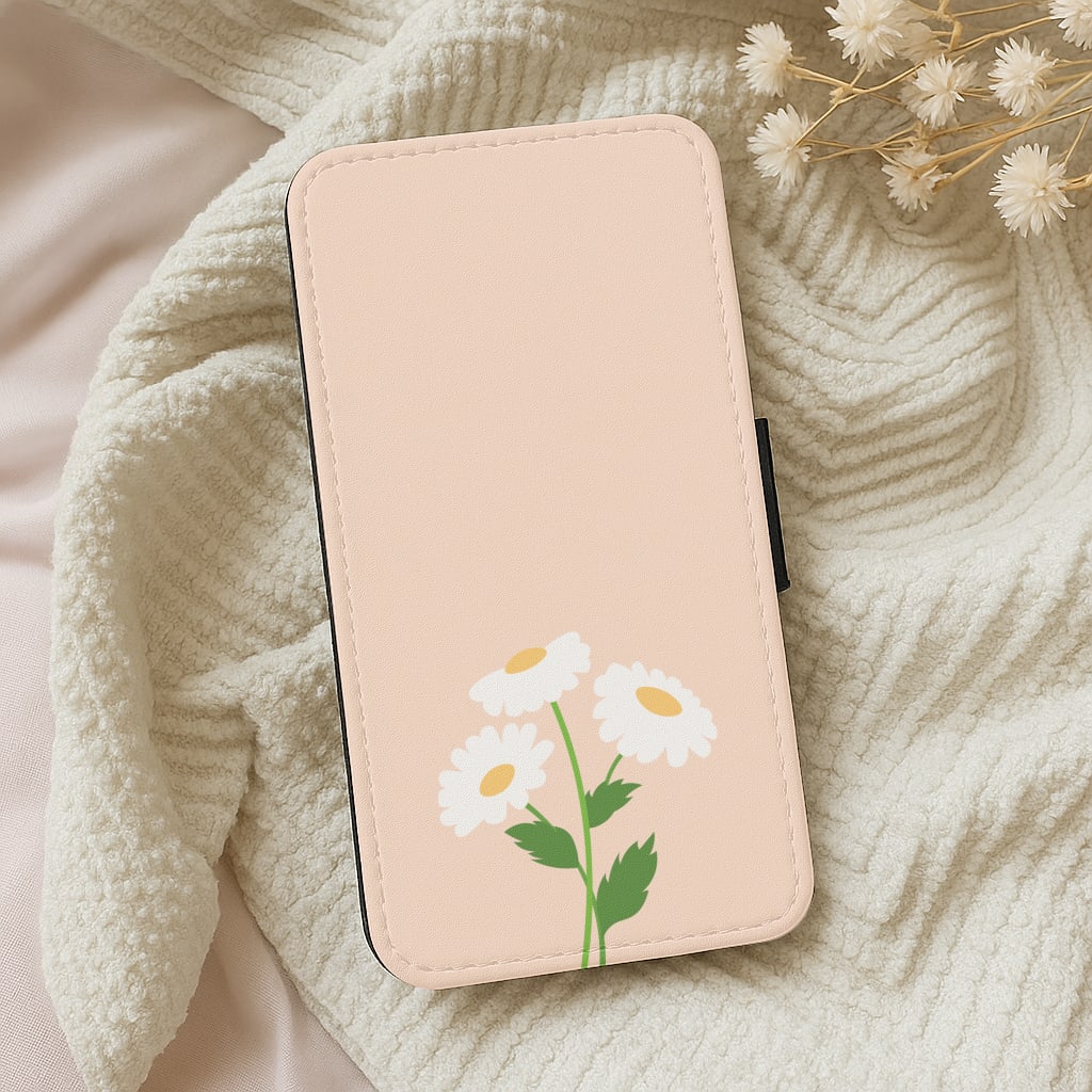 Peach And Dasies Wallet Phone Case