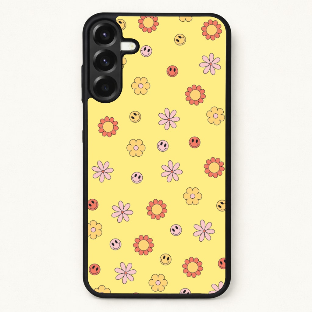 Retro Flowers And Smileys Pattern Phone Case for Galaxy A17