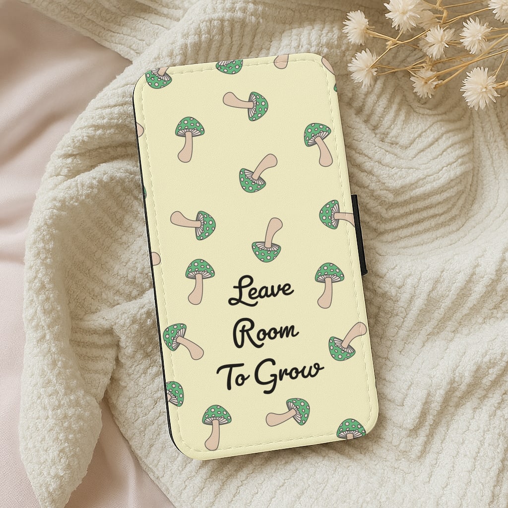 Leave Room To Go Mushroom Pattern Wallet Phone Case
