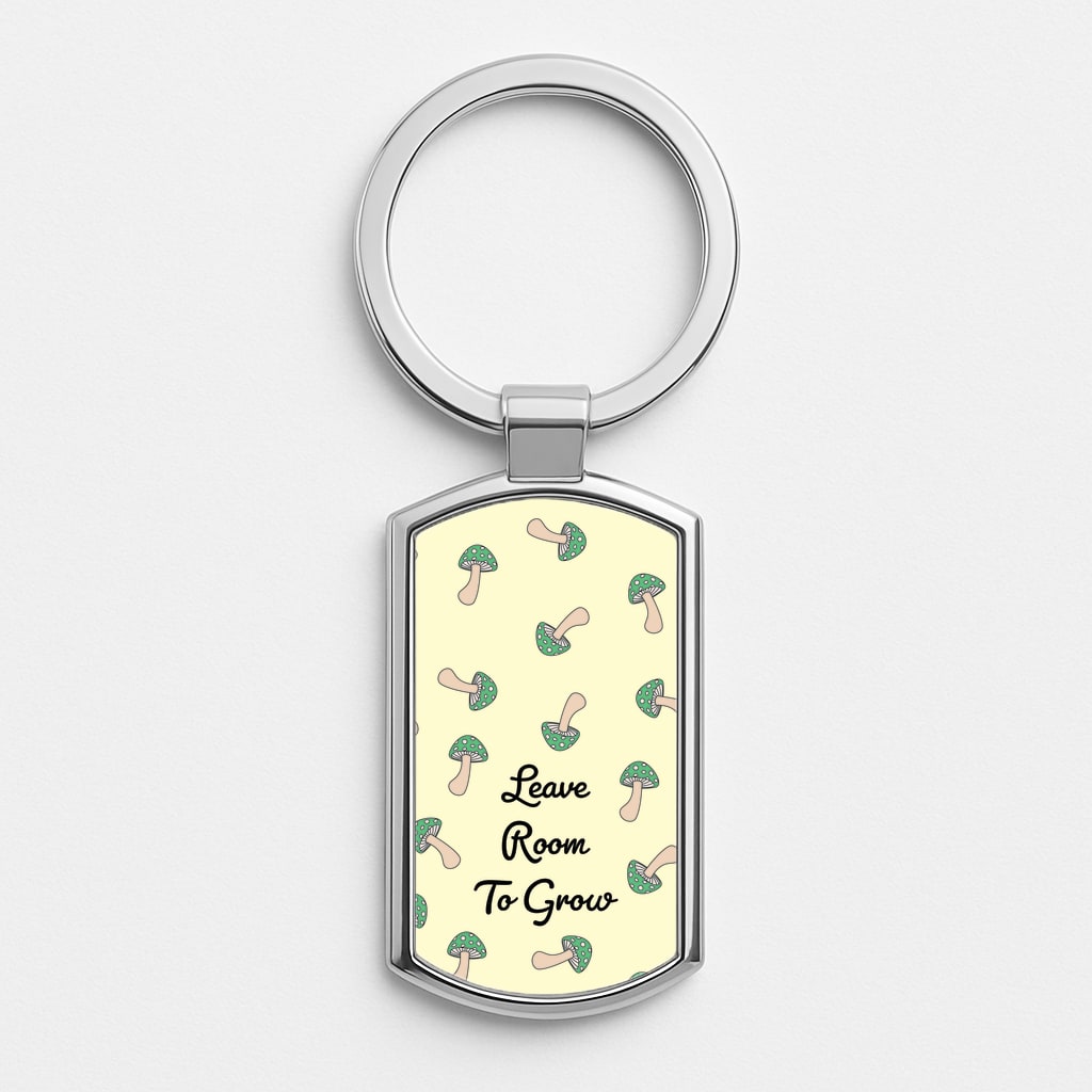 Leave Room To Go Mushroom Pattern Silver Keyring