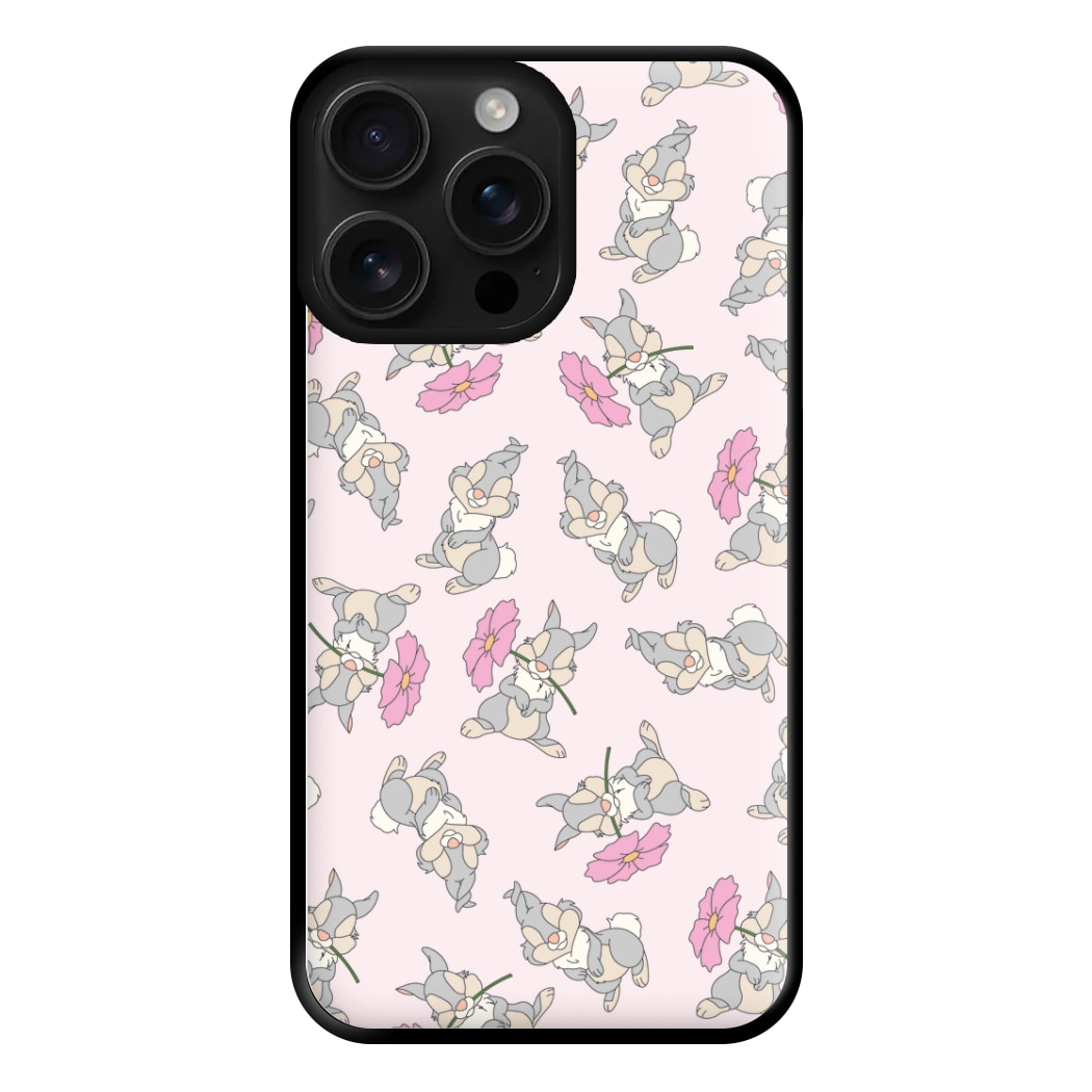 Cute bunny And Flowers Pattern Phone Case for iPhone 16 Pro Max