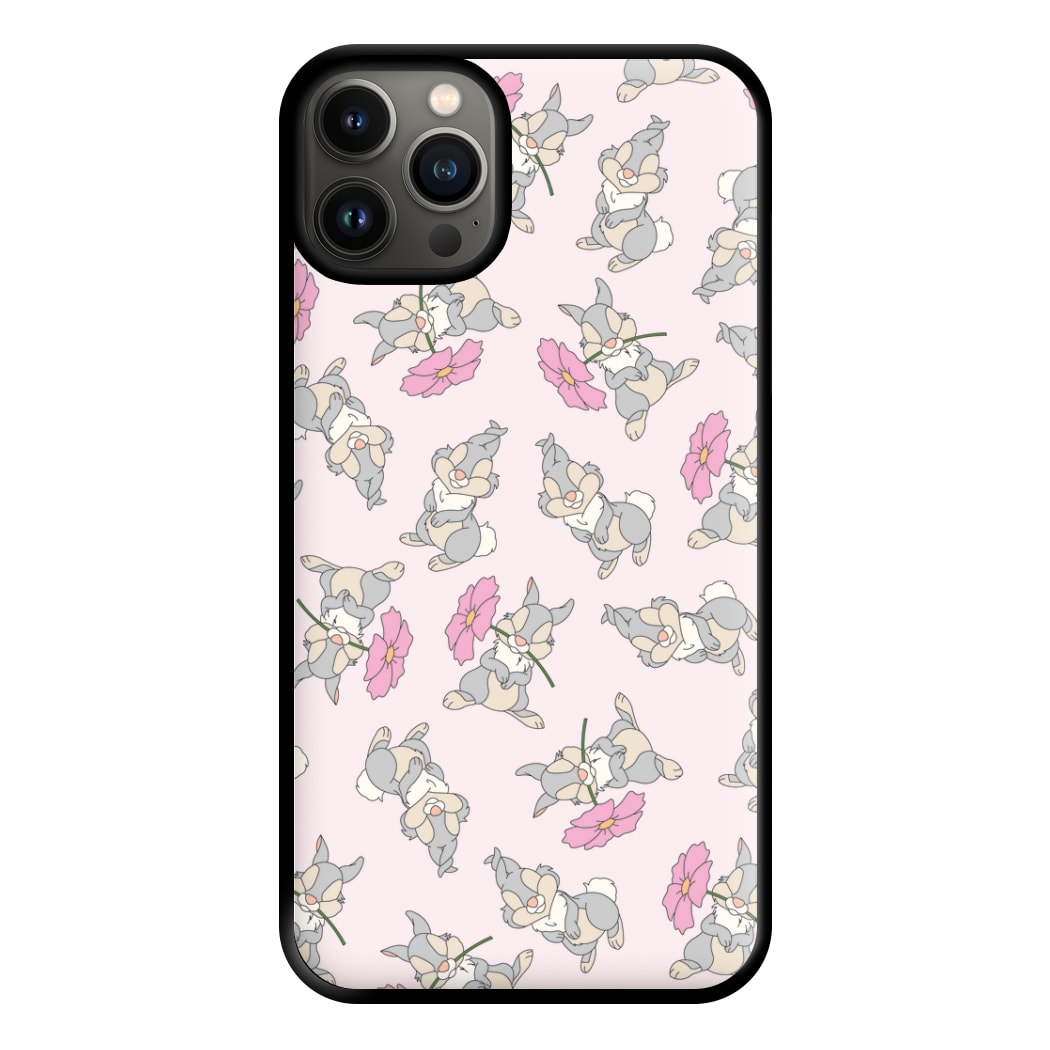 Cute bunny And Flowers Pattern Phone Case for iPhone 13