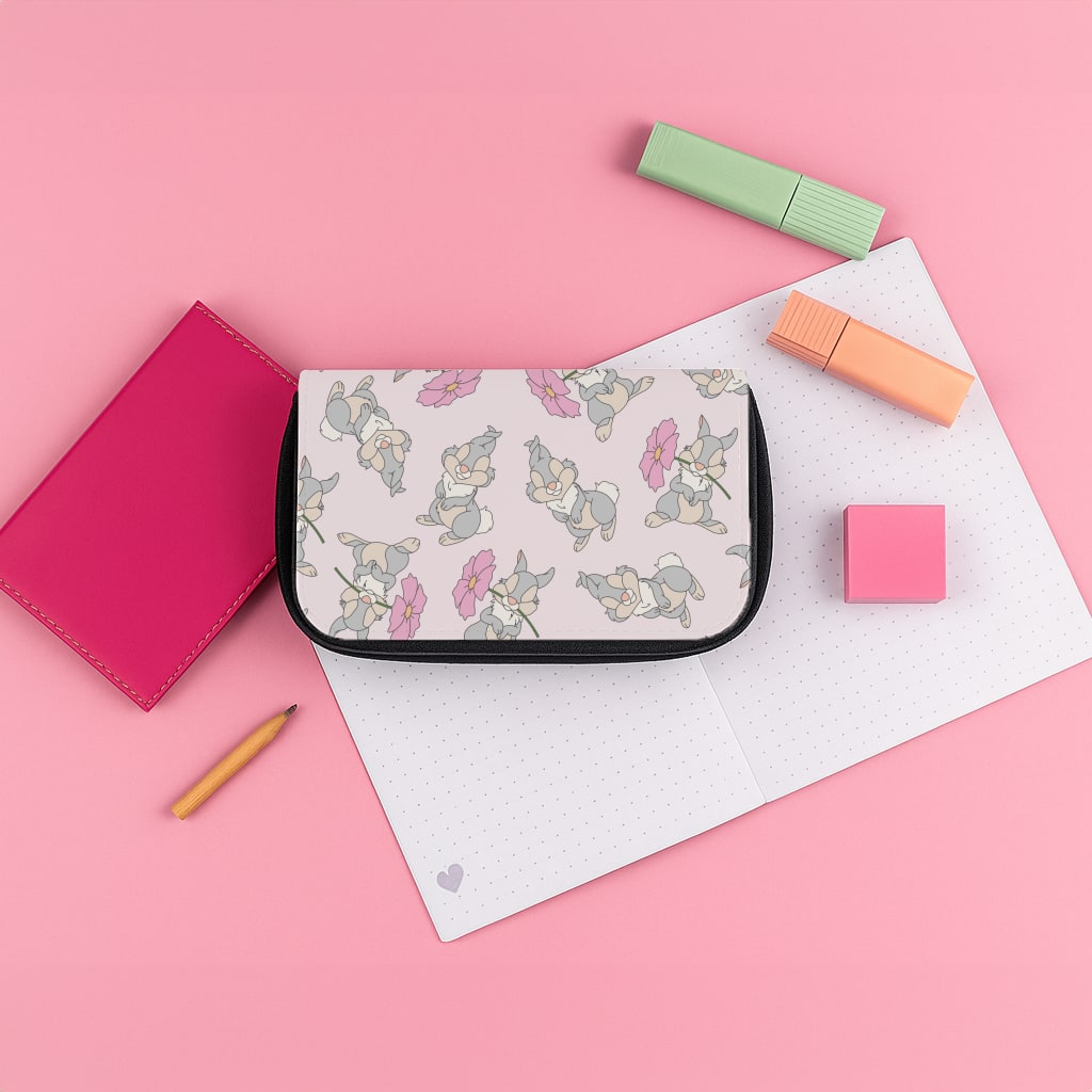 Cute bunny And Flowers Pattern Pencil Case