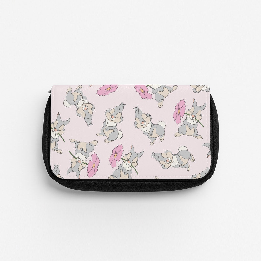 Cute bunny And Flowers Pattern Pencil Case