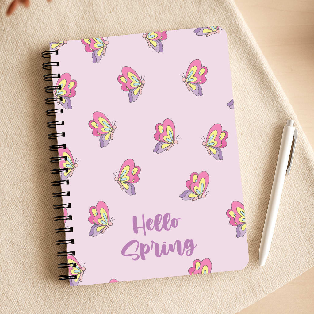 Hello Spring Butterfly Pattern Notepad