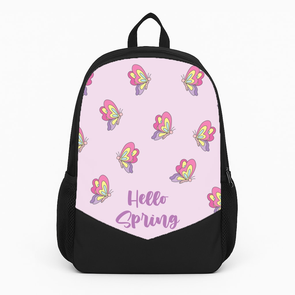 Hello Spring Butterfly Pattern Large Backpack